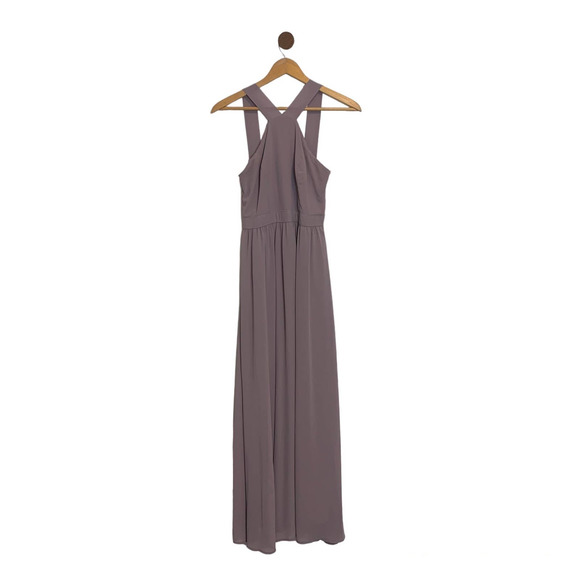 Lulus Womens Lulus Air of Romance Taupe Maxi Dress Medium Bridesmaid - Picture 2 of 16